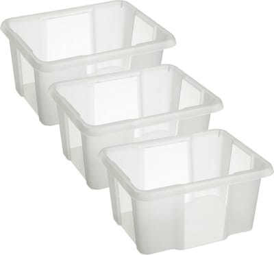 Sunware Opslagbox Nesta - 3x - kunststof - 24L - transparant - 42 x 33 x 22 cm - stapelbaar