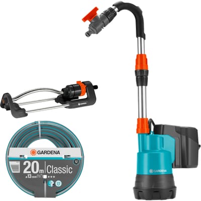 Gardena Accu Regentonpomp 2000/2 Li-18 Set – 2000 liter/uur - 2 Bar met tuinslang en zwenksproeier