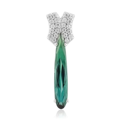 Cavill - Zilveren Hanger - 925 Sterling Zilver met Platina - Peervormige Indigoliet 0,855 ct - Pave Zirkonia 0,15 ct - Elegant Druppelvormig
