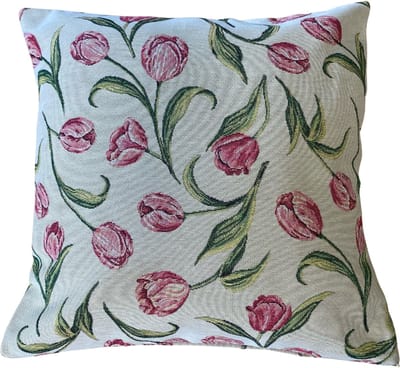 Kussenhoes - Luxe gobelinstof - tulpen - Tulp - Bloemen - Kleine print - 45 x 45 cm