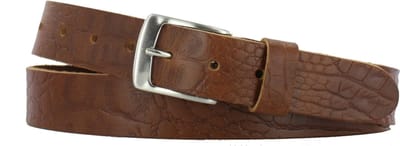 Leren Riem Heren/Dames Krokoprint | 3.5cm breed | Riemmaat: 95cm (totale lengte: 110cm) | 100% echt leer | Kleur: cognac | Nikkelvrije gesp