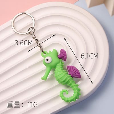 Nouveaux porte-clés série Océan, adorables figurines pendentifs en caoutchouc souple poulpe et hippocampe, porte-clés animaux marins pour voiture sac à dos white