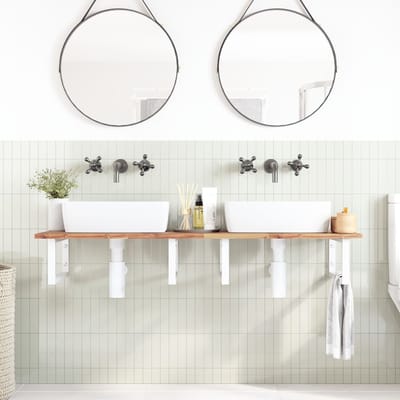 vidaXL - Badkamer - wandschap - staal - en - massief - acaciahout