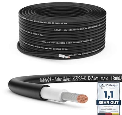 Premium Zonnekabel 6mm² - 10m - UV-bestendig en Flexibel Fotovoltaïsche Kabel voor Zonnepanelen en Laadregelaars