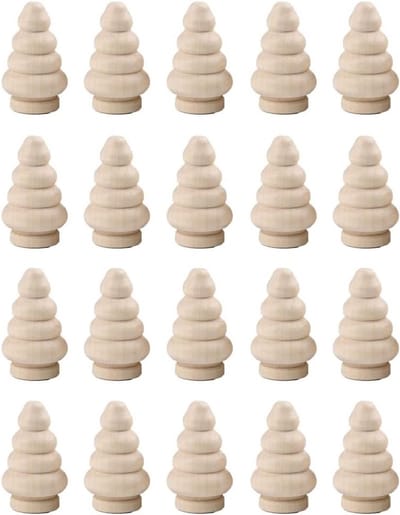 Mini houten kerstbomen 20 stuks, onafgewerkt voor DIY-projecten, decoratie en ambachtelijke creaties