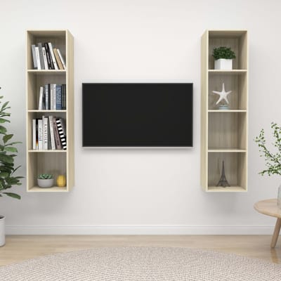 vidaXL - Tv-wandmeubelen - 2 - st - bewerkt - hout - sonoma - eikenkleurig