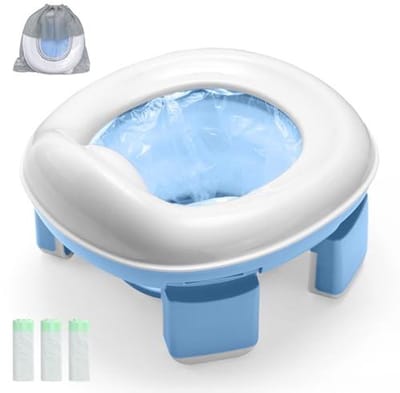 Draagbaar Opvouwbaar Potje voor Peuters en Kinderen - Training Toiletbril voor Binnen en Buiten - Geschikt voor 1-4 Jaar - Inclusief 60 Stuks Reinigingszakken