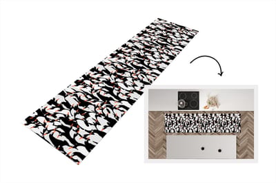 Keukenloper - Loper keuken - Pinguïns - Dieren - Patronen - Zentangle - 200x50 cm - Keukenloper vinyl
