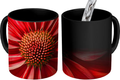Magische Mok - Foto op Warmte Mokken - Koffiemok - Close up - Bloem- Rood - Magic Mok - Beker - 350 ML - Theemok