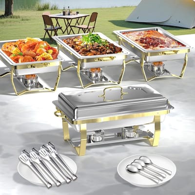 Buffetwarmers 4-pack - 8QT Semi-Gouden Voedselverwarmers voor Feesten