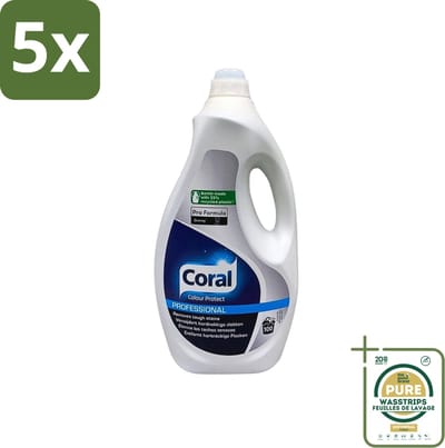 5 x Coral - Colour Protect Professional - 100 Wasbeurten - 5L - Grootverpakking - Kleurbehoud - Kleurverlies - Wasmiddel - Wasmiddel Voor Gekleurde Kleding - Kleurbescherming