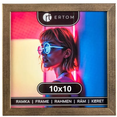 Houten fotolijst 10x10 cm, oud goud, elegant vierkant