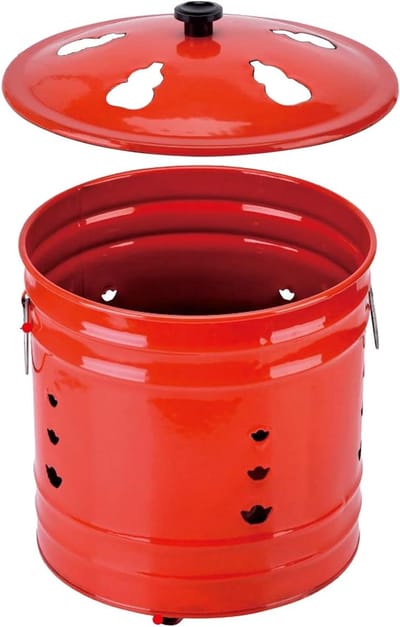Brandvat met deksel - Vuurton Buiten - Terras Verwarmen - Vonkbestendig ontwerp - 26.5L x 26.5B - Zwart
