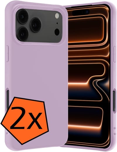 Hoes - 2 Stuks - Geschikt voor Apple iPhone 17 Pro - Sterk & Shockproof - Case Siliconen - Back Cover - Telefoon Hoes - Lila