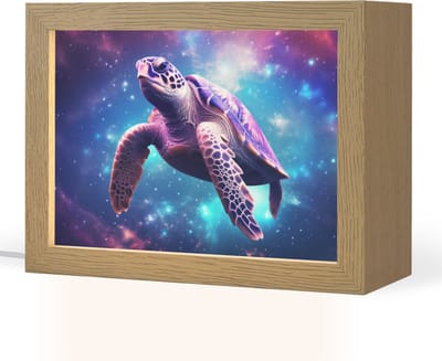Nachtlampje 20x15 cm - Kinder lampje - Schildpad - Dier - Galaxy - Ruimte - Tafellamp kinderkamer - Slaapkamer lamp - Bedlamp kinderen - Kinderlampje stopcontact - Wandlamp babykamer - Nachtlampjes