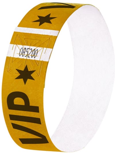Sigel evenementenbandjes - super soft - 255x25mm - goud met VIP opdruk - 120 stuks- SI-EB217