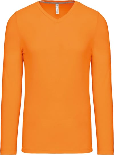 Kariban Herenshirt met lange mouwen en V-hals Orange - S