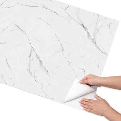 Coloray Meubel Wrap Folie - Wit Meubelfolie - 75x150 cm - Wrapfolie Keuken Marmeraders - Decoratiefolie - Minimalist Meubelfolie - Meubel Wrap Folie - Woonkamer decoratie - Texturen