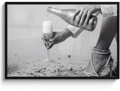 Poster in lijst - Fotolijst 120x80 cm - Posters - Feestelijk - Champagne - Discobal - Posterlijst zwart - Decoratie - Wanddecoratie woonkamer - Muurdecoratie slaapkamer