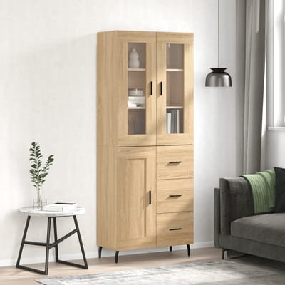 vidaXL - Hoge - kast - 69,5x34x180 - cm - bewerkt - hout - sonoma - eikenkleurig