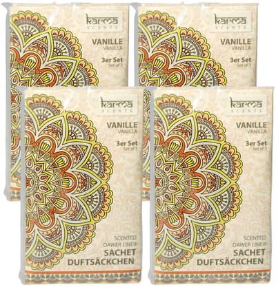 Home & Styling Geurzakjes Vanille geur - set 12x stuks - met ophanghaak - geurkaartjes/luchtverfrisser - kasthangers