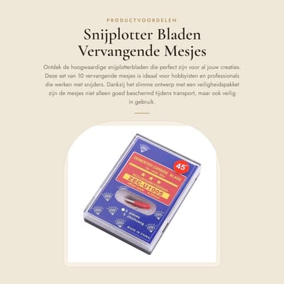 Dailygoods- Snijplotter Vervangende Bladen 10 Stuks - 30/45/60 Graden - Veiligheidspakket - Geschikt voor de meeste Snijders - Snijmes voor Papier - Beschermhoes voor Veiligheid