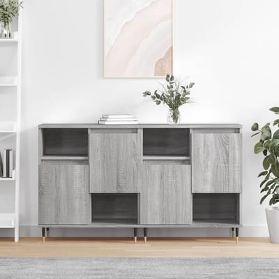 vidaXL - Dressoirs - 2 - st - bewerkt - hout - grijs - sonoma - eikenkleurig