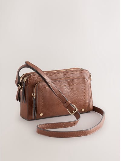 Next - Dames - Crossbodytas met dubbele rits - Bruin
