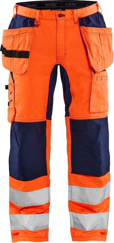 Blaklader Werkbroek met stretch High Vis 1552-1811 - High Vis Oranje/Marineblauw - C146
