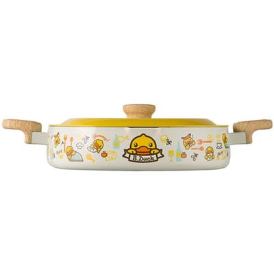 COOKER KING x B.DUCK antiaanbakpan, geschikt voor inductie en gasfornuis, grillpan voor biefstuk en pannenkoeken, koekenpan 28 cm