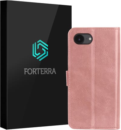 Hoesje Geschikt voor Apple iPhone 17e - Luxe Bookcase - Walletcase Hoes - Portemonnee - Cover - Rosé goud