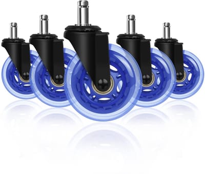 Bureaustoelwielen Set - Stoelwielen Vervanging - Vloer Beschermen - Stille Soepele Rol - 3 Inch - Blauw