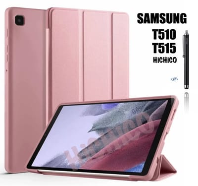 HiCHiCO® Tablet Hoes Geschikt voor Samsung Galaxy Tab T510 Hoesje - Galaxy Tab T515 Hoesje - T510 of T515 Tablet Hoes met Stylus Pen - draaistand Cover Tablet hoesje, Magnetische Stand Case Leather Flip Cover Tablet Case smart Cover Roze Goud