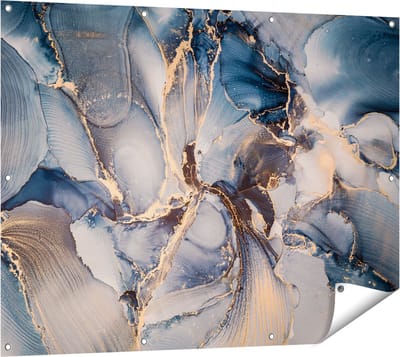Gards Tuinposter Abstracte Luxe Kunst - Zwart met Goud - 120x90 cm - Tuindoek - Tuindecoratie - Wanddecoratie buiten - Tuinschilderij