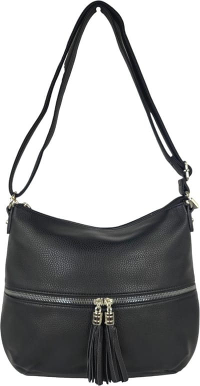 Flora&Co - schoudertas/crossbody tas - zwart- instelbare draagriem