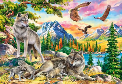 Castorland puzzel legpuzzel Wolfsfamilie en adelaars - 1000 stukjes.