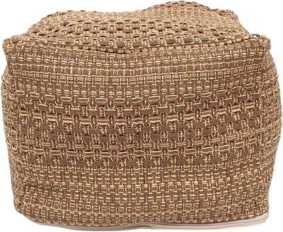 Pouf Hoes - Ottoman Bekleding - Voetenbank Verfraaien - Verwijderbare Hoes - 43x43x33 cm - Koffiebruin