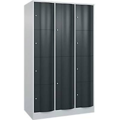 C+P Resisto combikast, 3 vakken, 10 vakken, B 1148 x D 640 x H 1950 mm, lichtgrijs/antracietgrijs