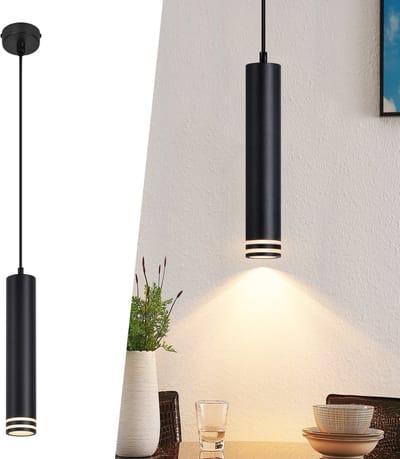 NETTLIFE Hanglamp - GU10 Fitting - Zwart - Cilinder - Modern - Aluminium - Eetkamerlamp - In hoogte verstelbaar - voor Keuken | Slaapkamer | Eettafel | Woonkamer