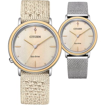 Citizen L Ambiluna Collection EM1006-40A Horloge - Textiel - Crème - Ø 34 mm