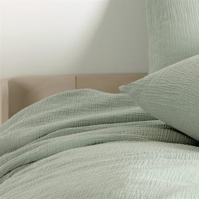 Casilin - Strijkvrij Dekbedovertrek Mousseline - 140x220 - Inclusief Bijhorende Kussensloop - 1 Persoons - 100% Tetra Katoen - Lichtgroen