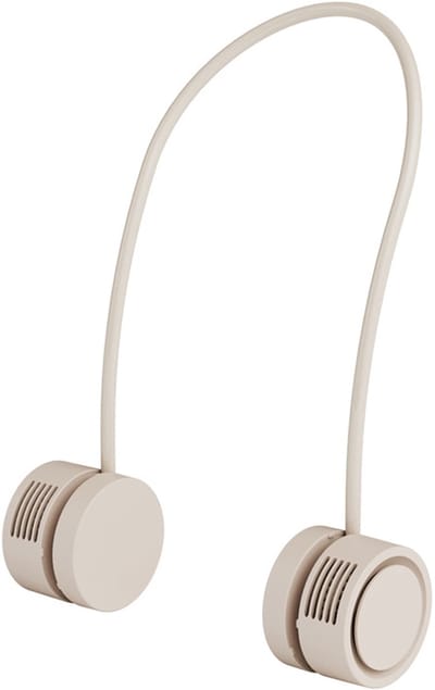 Draagbare abrikoos bladloze halsventilator met inklapbaar frame, drie instelbare windsnelheden en sterke verkoeling, geurcompartiment voor aromazakjes, uniseks model voor buitenactiviteiten en reizen, ideaal als praktisch zomercadeau
