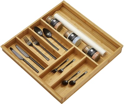 ORGA-BOX BAMBOE bestekbak met 6 vakken voor Wellmann en Alno keukenladen in 60 cm kast