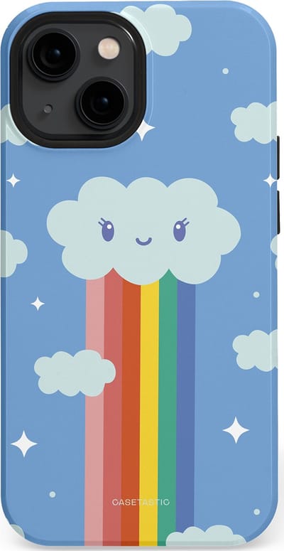 Casetastic Hoesje Geschikt voor Apple iPhone 13 Mini Magsafe - Stijlvolle Beschermende Duo-layer Case - Regenboogwolkje