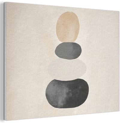 Akoestisch wandpaneel 40x30 cm - Vilt schilderij Japandi - Wabi sabi - Beige - Akoestische panelen - Geluidsdempende wanddecoratie - Geluidsisolatie woonkamer - Muurdecoratie geluidspanelen