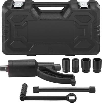 Koppelmultiplicator-Sleutelset, Robuuste 1-Inch Aandrijving, Overbrengingsverhouding 1:64, 6800 Nm Wielmoerverwijderaar met 8 Doppen en Opbergkoffer voor Vrachtwagens, Aanhangwagens, Campers