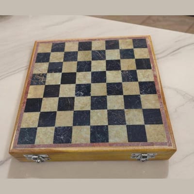 Marmeren Schaakset - Stenen Stukken - Strategisch Spel - Handgesneden - 8x8 Inch - Natuursteen