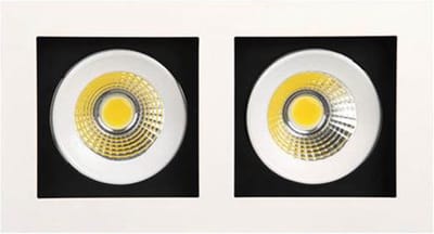 LED Spot - Inbouwspot Dubbel - Rechthoek 16W - Helder/Koud Wit 6400K - Mat Wit Aluminium - Kantelbaar 185x100mm