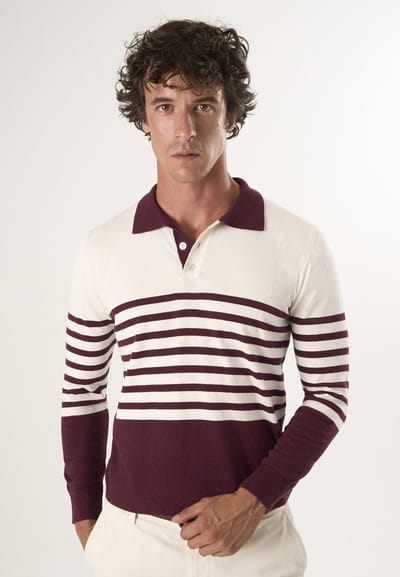 Felix Hardy Gebreide Polo Trui - Polo Kraag - Sweater Polo Shirt %100 Katoen Heren Bordeaux - 2Xl