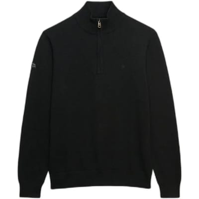 Superdry - Essential Lichtgewicht Wol Blend Half Zip Trui Slanke Pasvorm - Heren - Sweaters